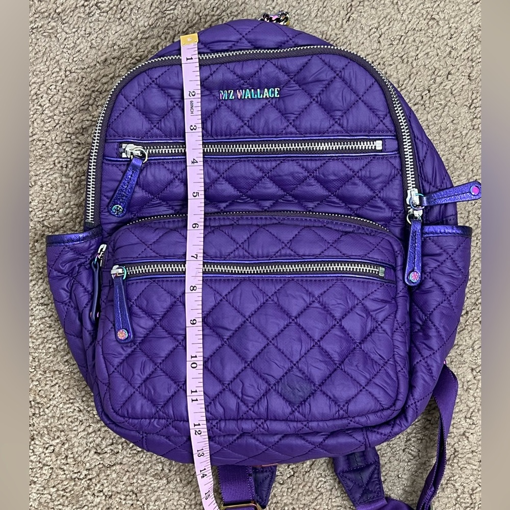 MZ Wallace Purple Amethyst Iridescent Quilted Small Crosby Backpack - Picture 7 of 8